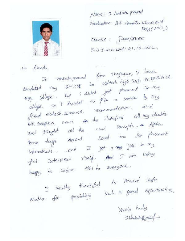 JAVA Student Testimonial