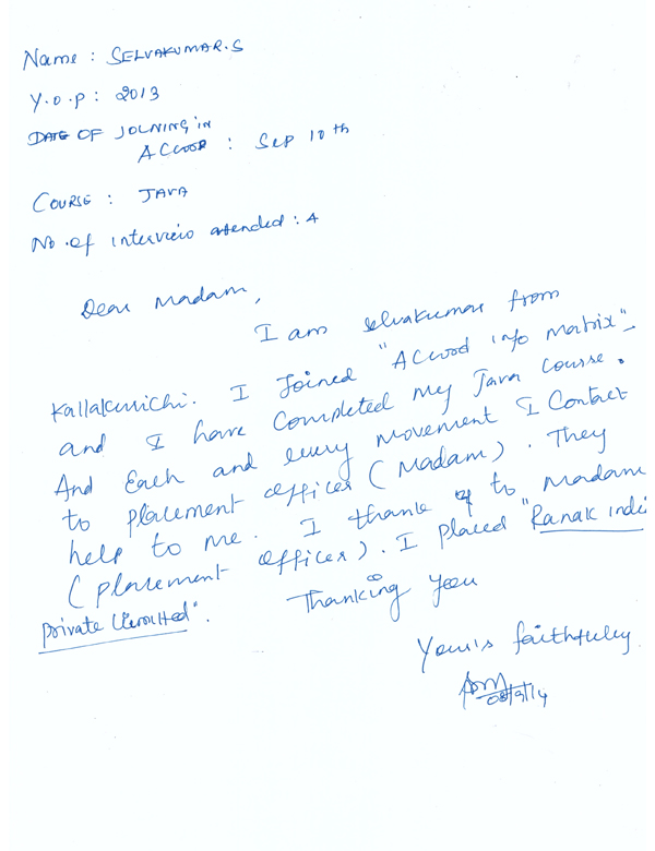 JAVA Student Testimonial