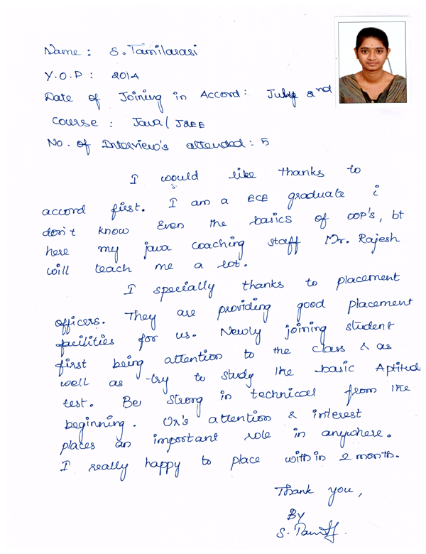 JAVA Student Testimonial