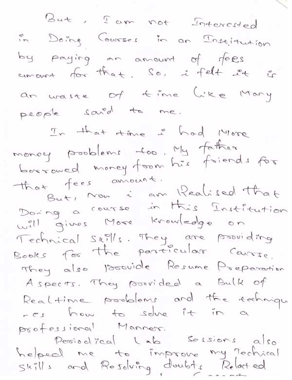 JAVA Student Testimonial