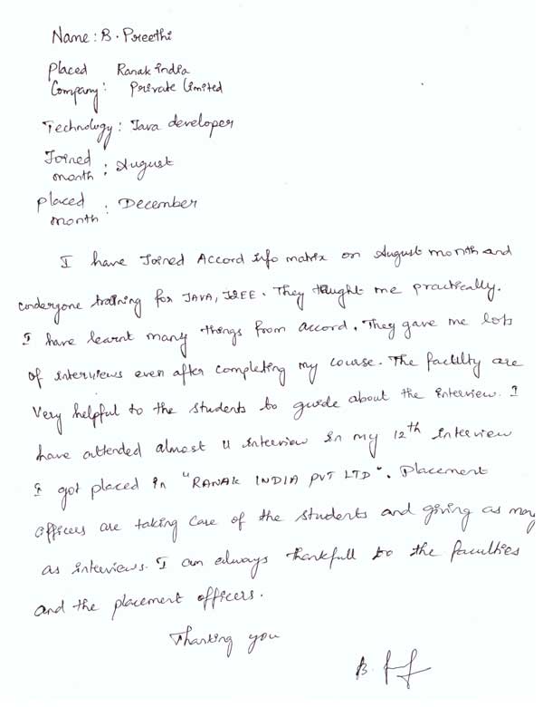 JAVA Student Testimonial