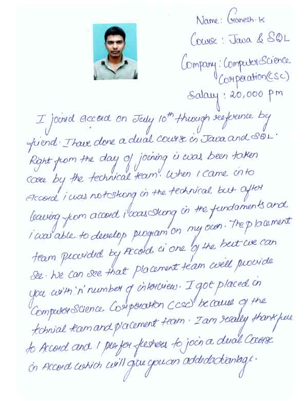 JAVA Student Testimonial