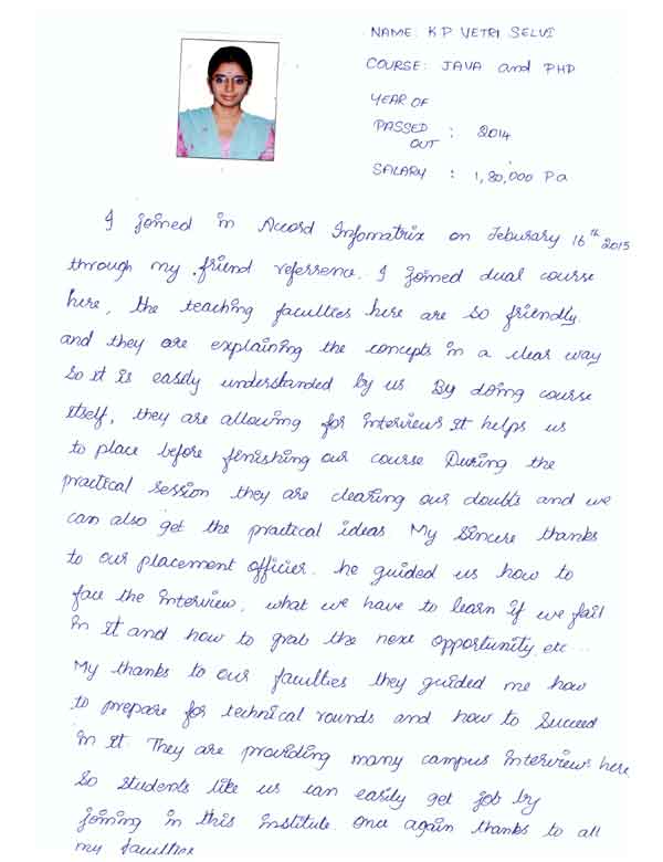 JAVA Student Testimonial