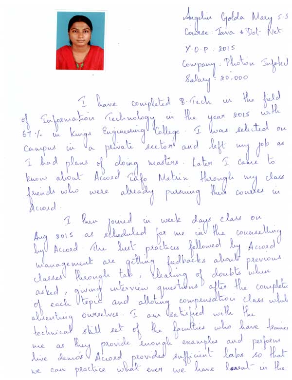 JAVA Student Testimonial