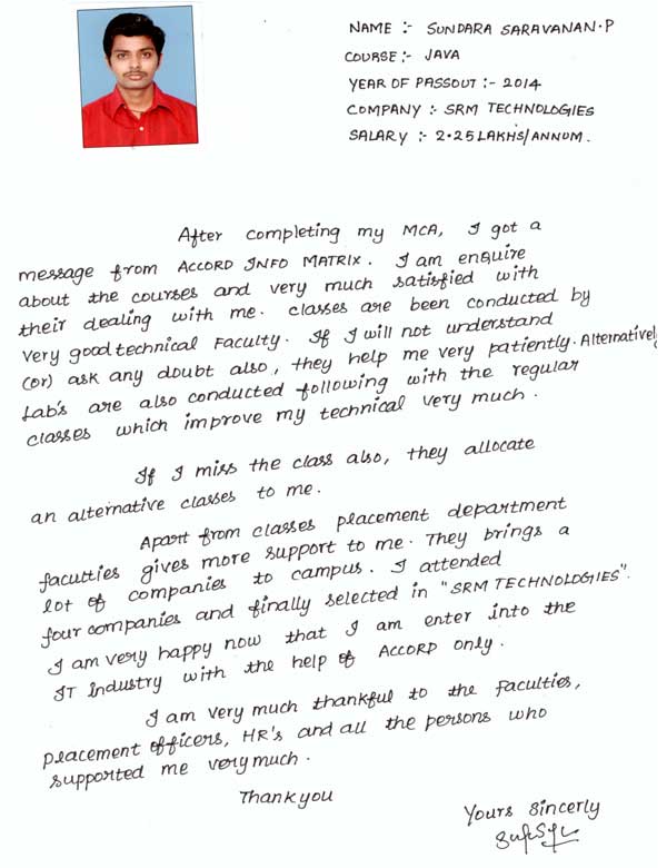 JAVA Student Testimonial