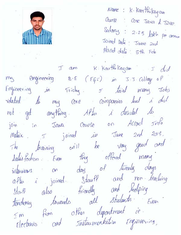 JAVA Student Testimonial