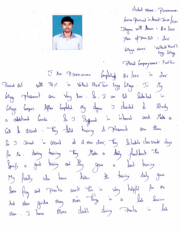 JAVA Student Testimonial