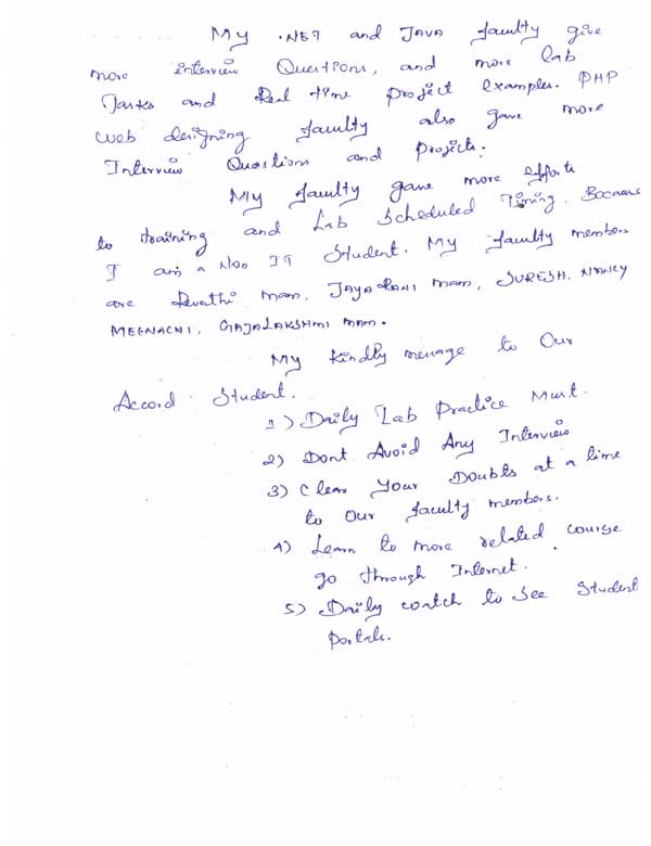 JAVA Student Testimonial