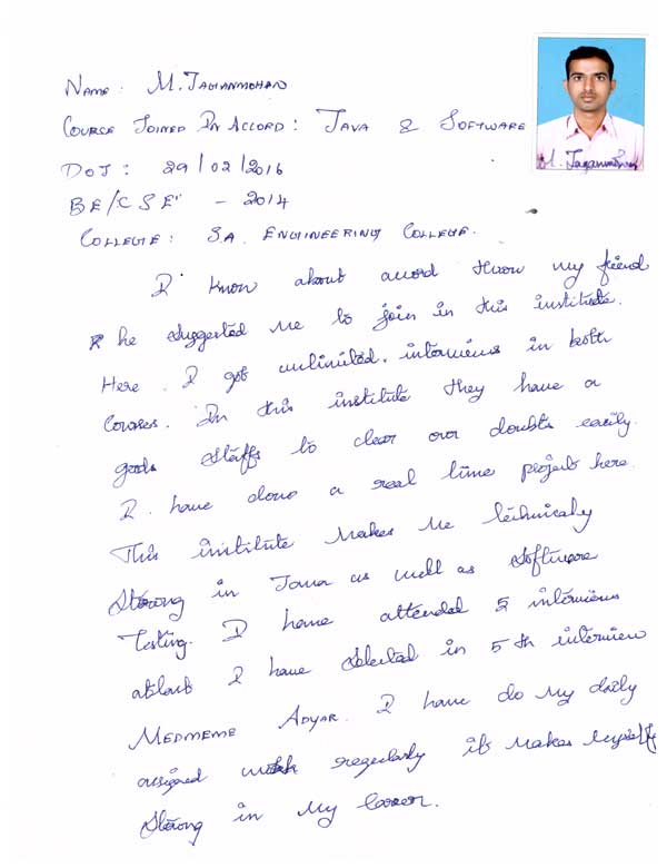 JAVA Student Testimonial