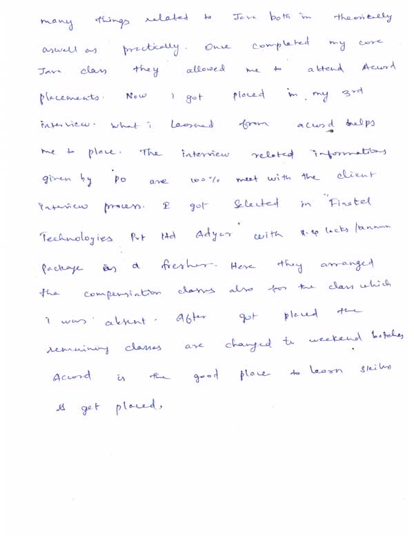 JAVA Student Testimonial