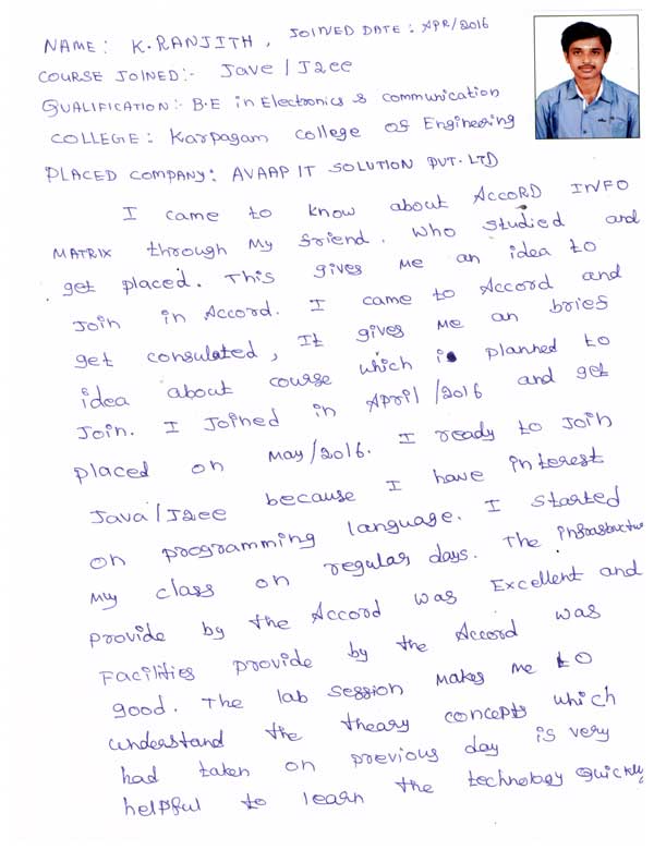 JAVA Student Testimonial