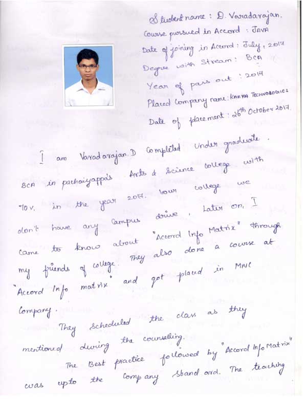 JAVA Student Testimonial