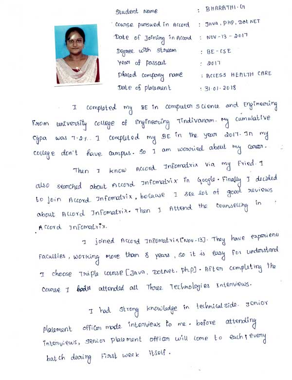 JAVA Student Testimonial