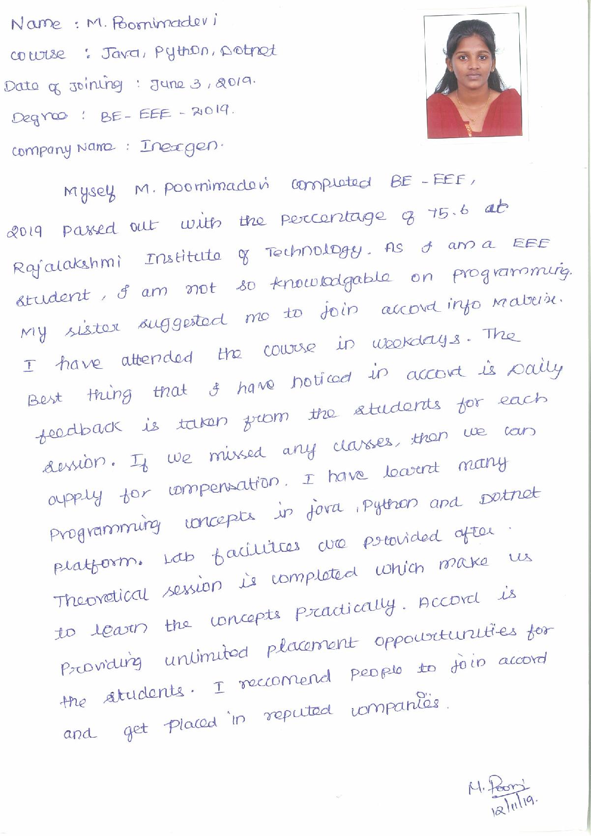 JAVA Student Testimonial