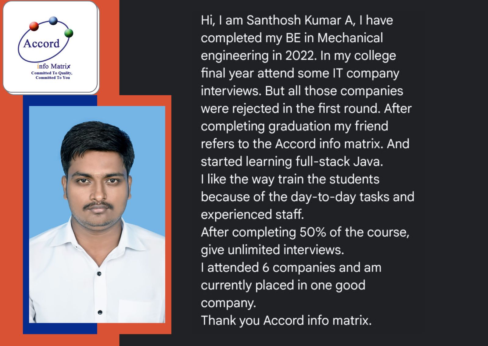 JAVA Student Testimonial