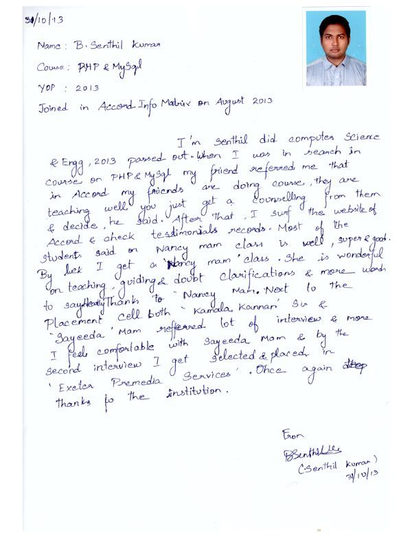 PHP Student Testimonial