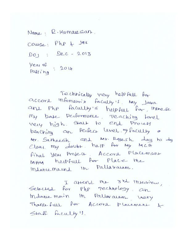 PHP Student Testimonial