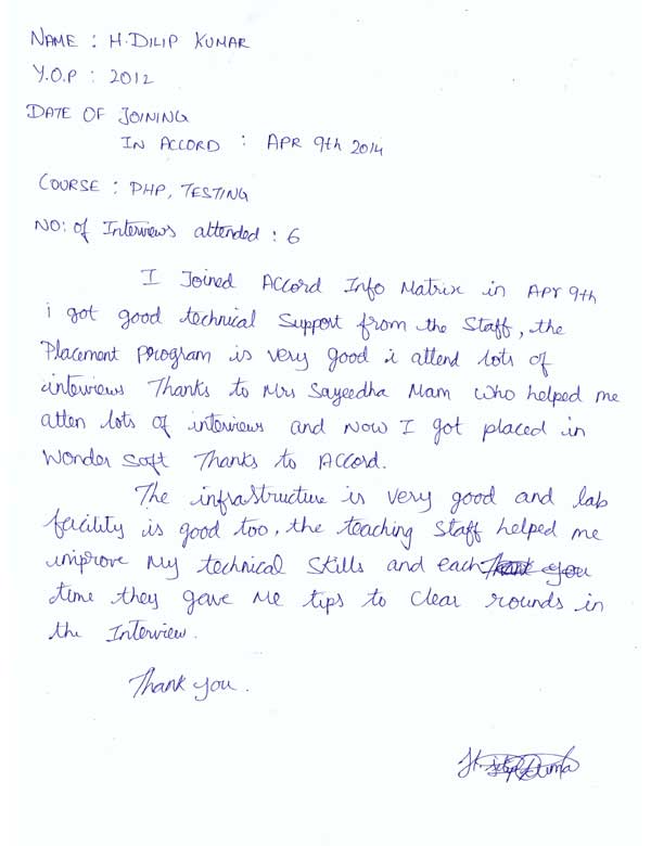 PHP Student Testimonial