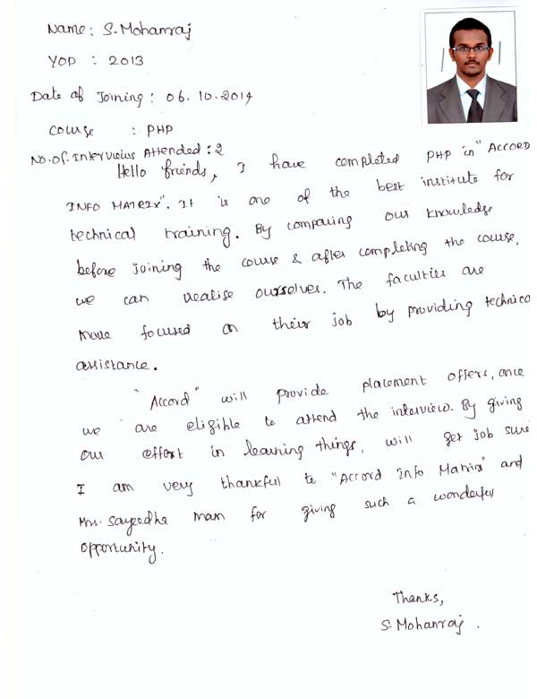 PHP Student Testimonial