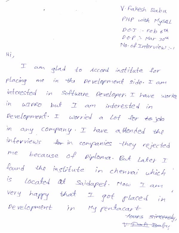 PHP Student Testimonial