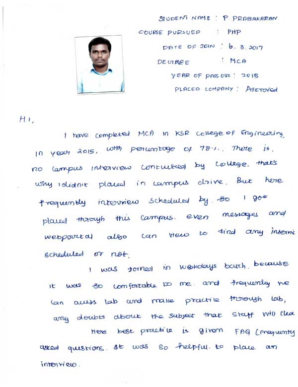 PHP Student Testimonial