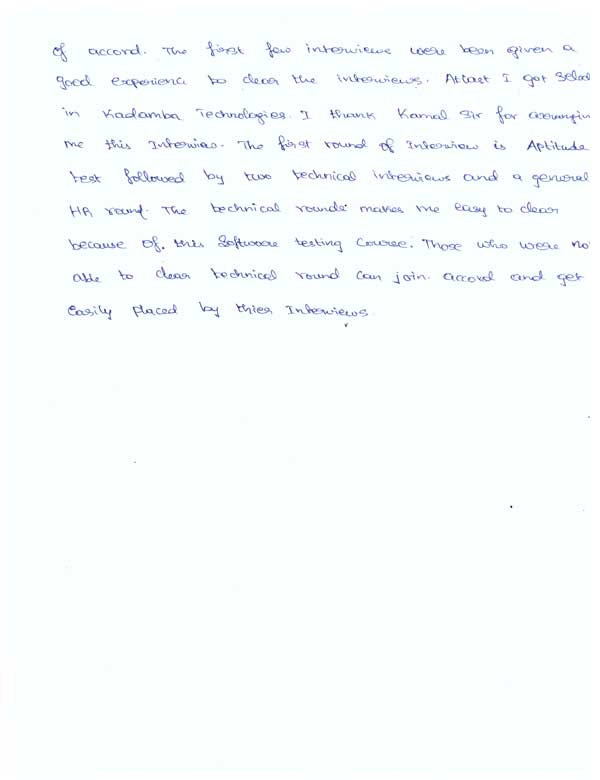 Testing Student Testimonial