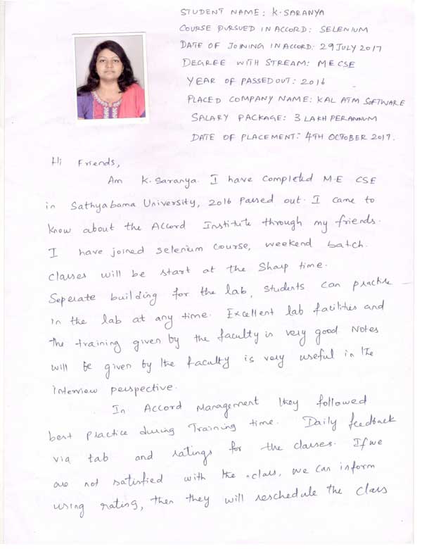 Testing Student Testimonial